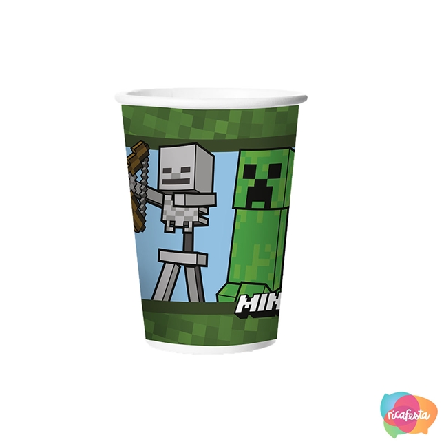 COPO PAPEL 180ML MINECRAFT C/ 08 - COPO DE PAPEL MINECRAFT COM 8