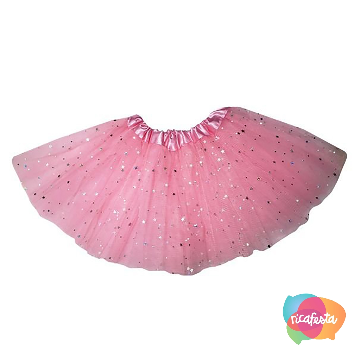 Vestido Infantil Barbie Saia Rosa de Tule Com Glitter