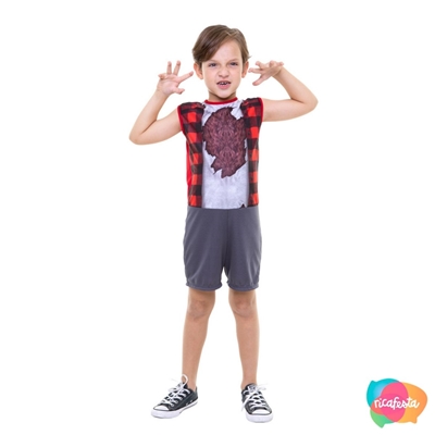 Fantasia vampira infantil estampada pop halloween, extra