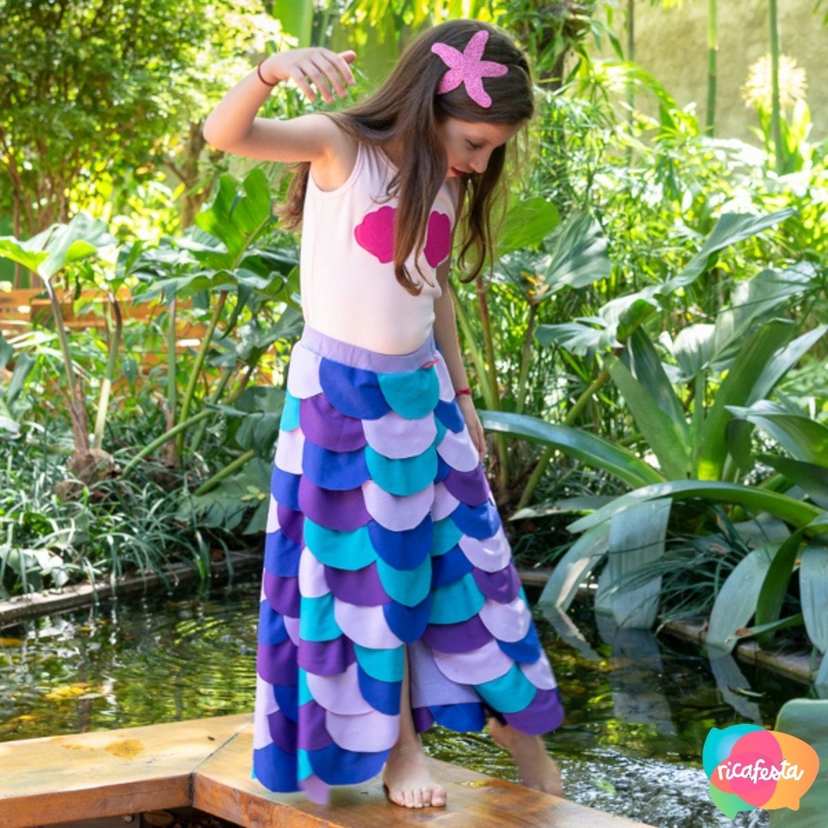 Fantasia Carnaval Sereia Infantil Cropped Top