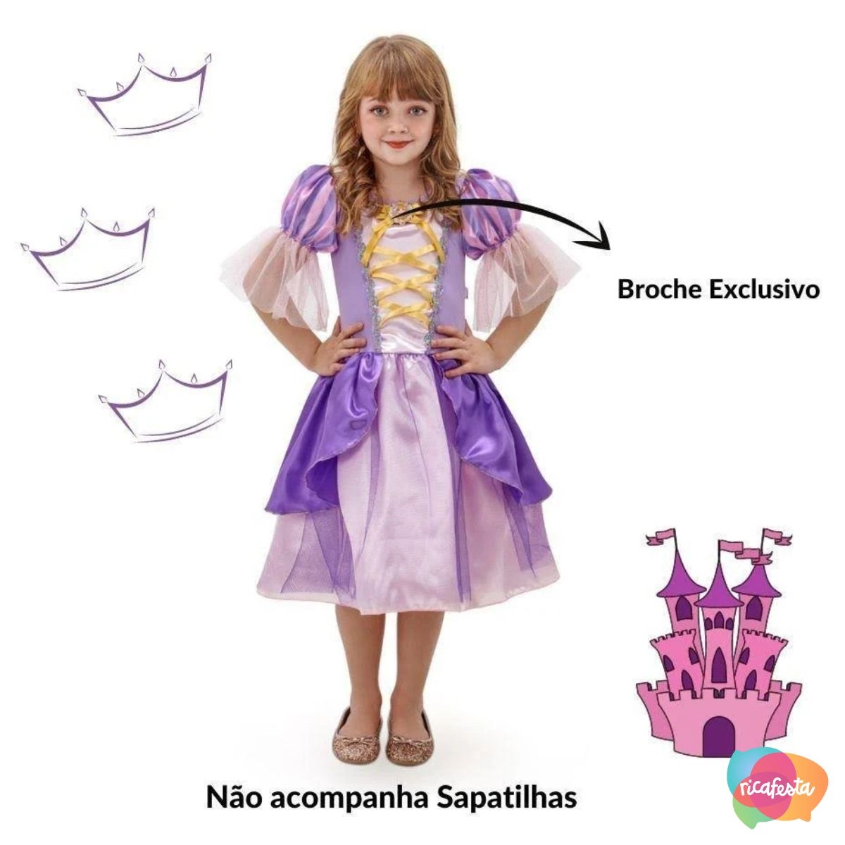 Fantasia infantil vestido princesinha festa - Tam M - Anjo Fantasias - Babu  Brinquedos