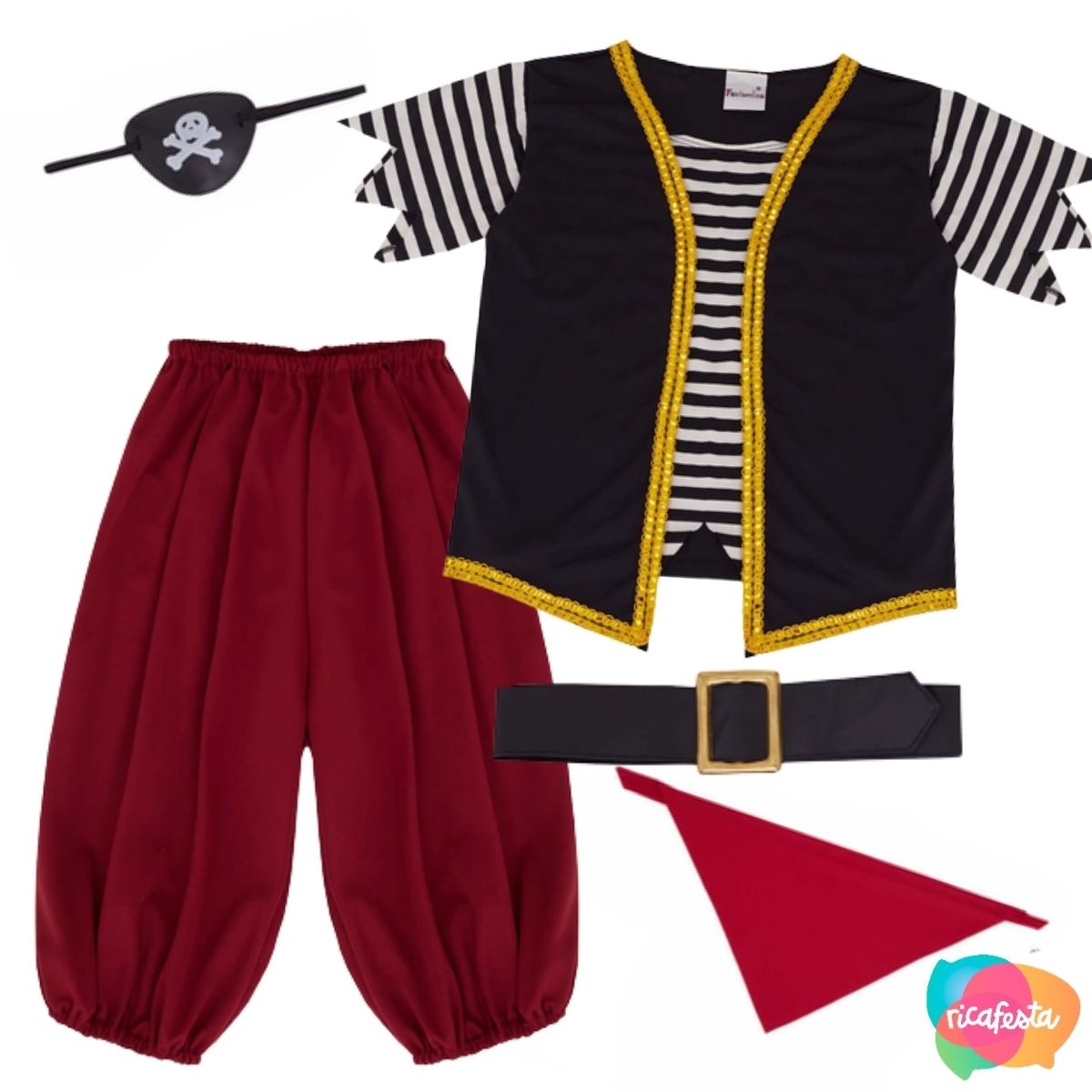 Conjunto Fantasia Infantil Unissex Pirata - Bem vestir